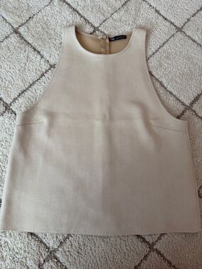 Zara Beige High-Neck Sleeveless Tank Top